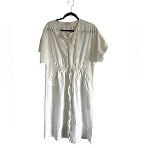 Tome White Cotton Lightweight Gathered Dress, size Large